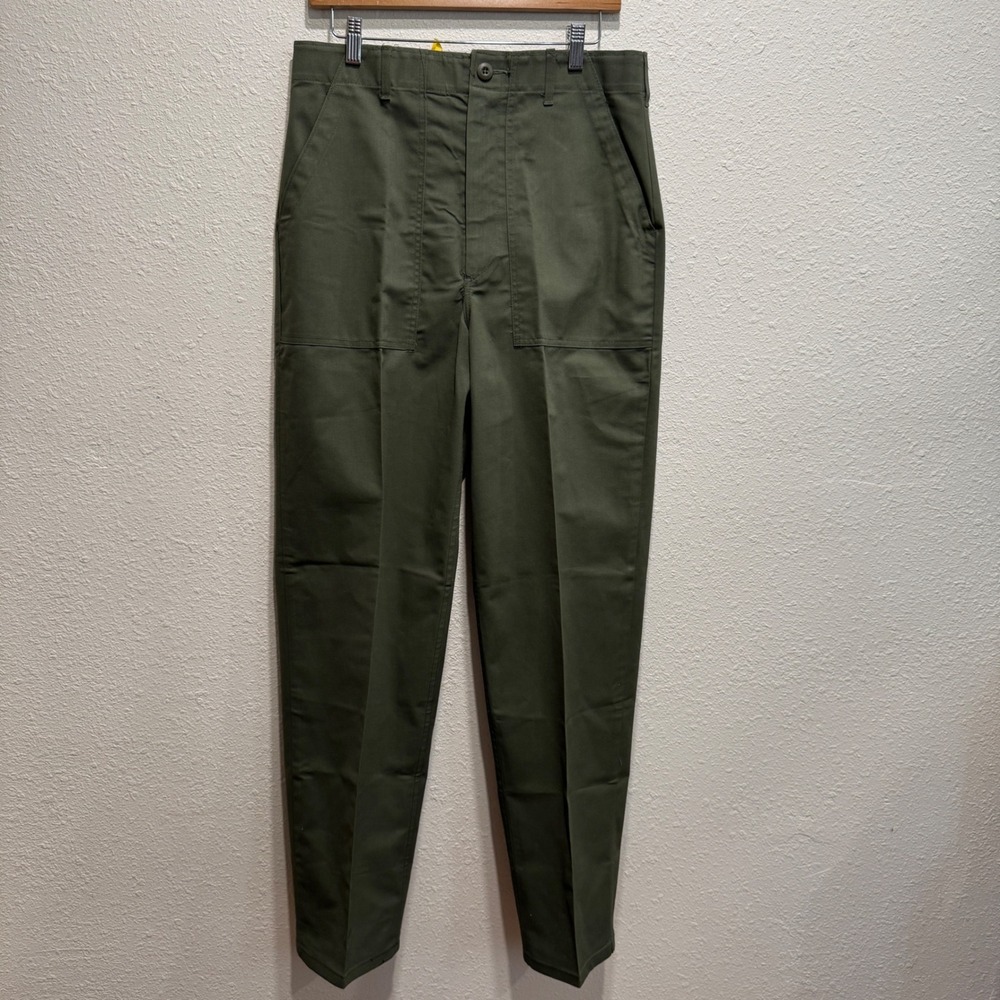 Trooper Vintage Military Utility Fatigue Pants Olive Green 34x33 Mens Trousers
